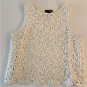 Aqua lace white top - size small